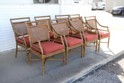  McGuire Furniture McGuire Style Mid Century Cane Bamboo Dining Chairs