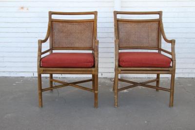  McGuire Furniture McGuire Style Mid Century Cane Bamboo Dining Chairs