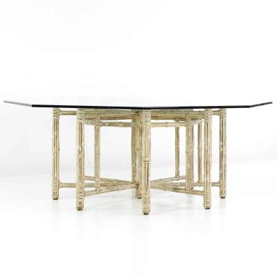  McGuire Furniture McGuire for Baker Furniture Bamboo and Glass Hexagonal Dining Table