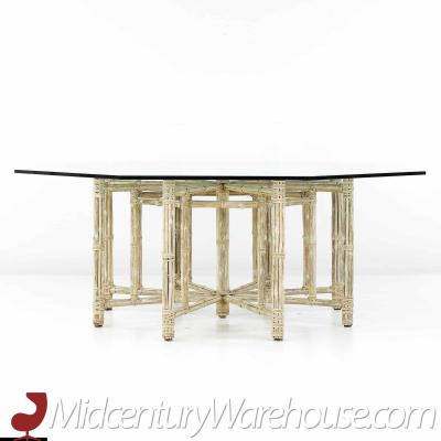  McGuire Furniture McGuire for Baker Furniture Bamboo and Glass Hexagonal Dining Table