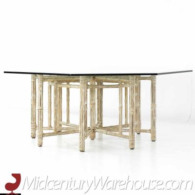  McGuire Furniture McGuire for Baker Furniture Bamboo and Glass Hexagonal Dining Table