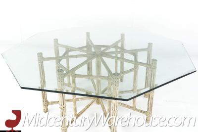  McGuire Furniture McGuire for Baker Furniture Bamboo and Glass Hexagonal Dining Table