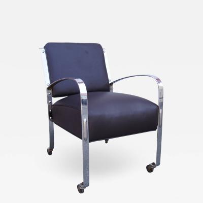  McKay Furniture Corp Chrome and Leather Armchair by McKay Furniture Company