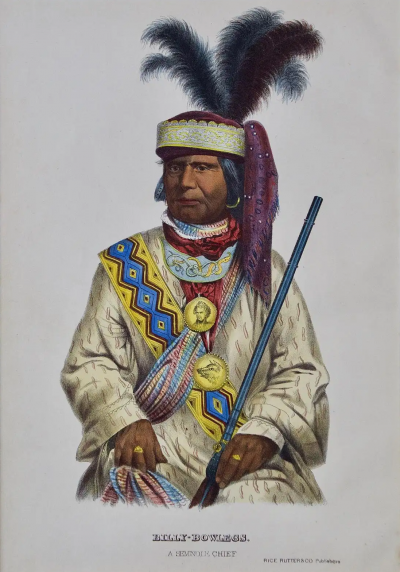  McKenney Hall Billy Bowlegs Seminole Chief Original McKenney Hall Hand colored Lithograph