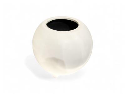  Meche Pot in Clay painted in White Ensamble Artesano Tonala Mexico 2024