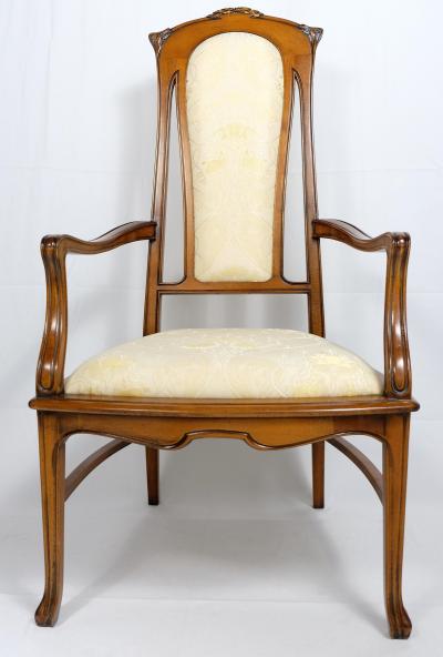  Medea Medea Hand Carved Art Nouveau Style Armchairs Pair