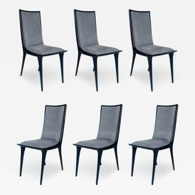  Medea Mobilidea Annibale Colombo Mobilidea Lacquered Suede Dining Chairs Set of 6