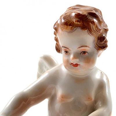  Meissen Antique Meissen Porcelain Figurine of a Cupid Holding an Arrow