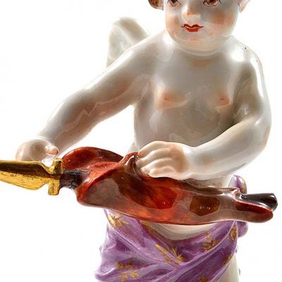  Meissen Antique Meissen Porcelain Figurine of a Cupid Holding an Arrow