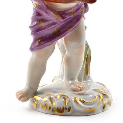  Meissen Antique Meissen Porcelain Figurine of a Cupid Holding an Arrow