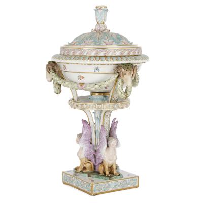  Meissen Antique painted and parcel gilt porcelain vase by Meissen
