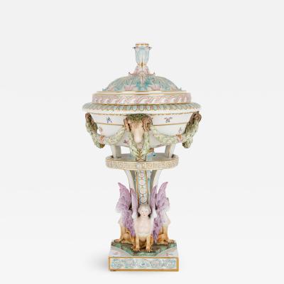  Meissen Antique painted and parcel gilt porcelain vase by Meissen