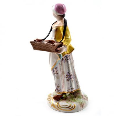  Meissen Meissen Porcelain Figurine Girl with a Basket of Baked Pretzels