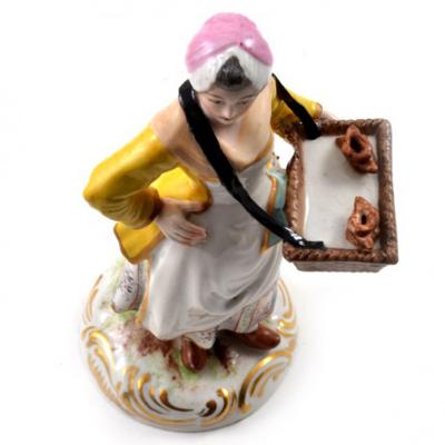  Meissen Meissen Porcelain Figurine Girl with a Basket of Baked Pretzels