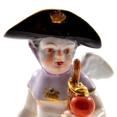  Meissen Meissen Porcelain Figurine of a Boy Cupid Cherub Traveller