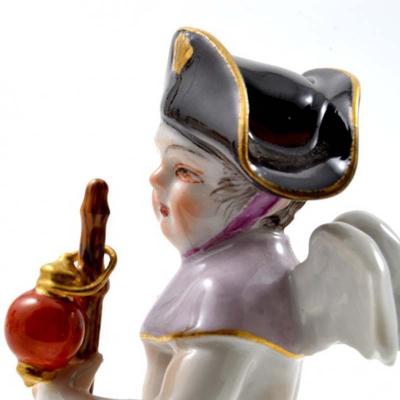  Meissen Meissen Porcelain Figurine of a Boy Cupid Cherub Traveller