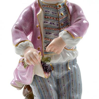  Meissen Meissen Porcelain Figurine of a Boy with Grapes