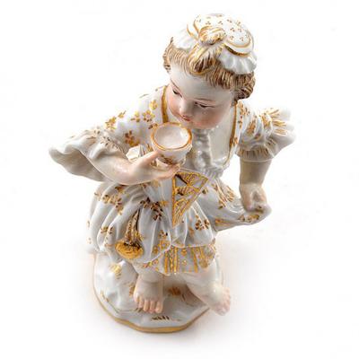  Meissen Meissen Porcelain Figurine of a Child Girl with a Cup
