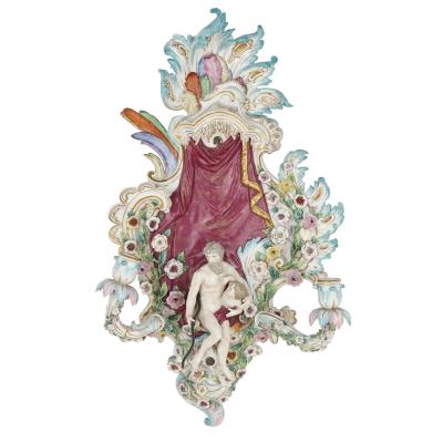  Meissen Pair of porcelain wall sconces by Meissen