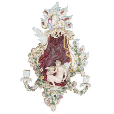  Meissen Pair of porcelain wall sconces by Meissen