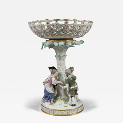  Meissen Porcelain Manufactory A MEISSEN PORCELAIN FIGURAL RETICULATED COMPOTE CIRCA 1900