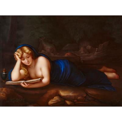  Meissen Porcelain Manufactory Antique Meissen porcelain plaque after Correggio