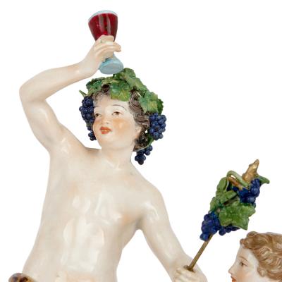  Meissen Porcelain Manufactory Antique Porcelain Group of Bacchus and Attendants by Meissen