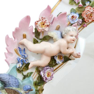  Meissen Porcelain Manufactory Antique Rococo style porcelain mirror by Meissen