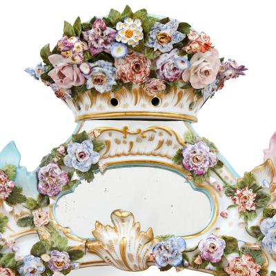  Meissen Porcelain Manufactory Antique Rococo style porcelain mirror by Meissen