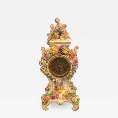 Meissen Porcelain Manufactory BEAUTIFUL MEISSEN CHERUB AND FLOWERS PORCELAIN CLOCK