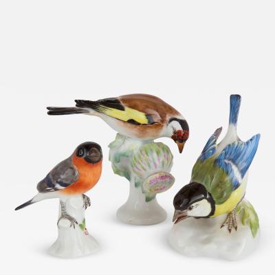  Meissen Porcelain Manufactory Collection of three German porcelain bird figures by Meissen