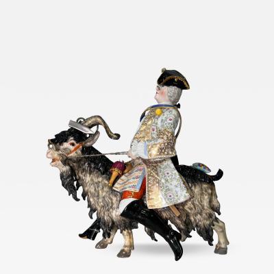  Meissen Porcelain Manufactory Large Meissen Porcelain Group of Count Bruhls Tailor on a Goat 19th Century