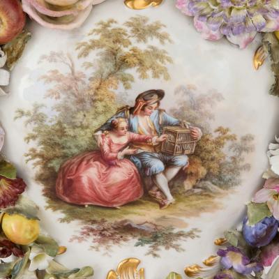  Meissen Porcelain Manufactory Large Meissen flower encrusted potpourri vase in the Rococo style