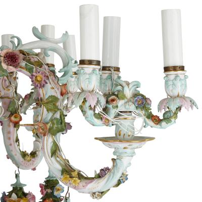  Meissen Porcelain Manufactory Large Rococo style porcelain chandelier by Meissen