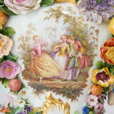  Meissen Porcelain Manufactory Large and Impressive Pair of Meissen Porcelain Flower Encrusted Vases