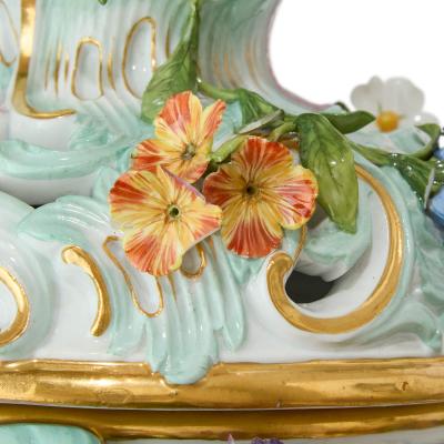  Meissen Porcelain Manufactory Large and Impressive Pair of Meissen Porcelain Flower Encrusted Vases