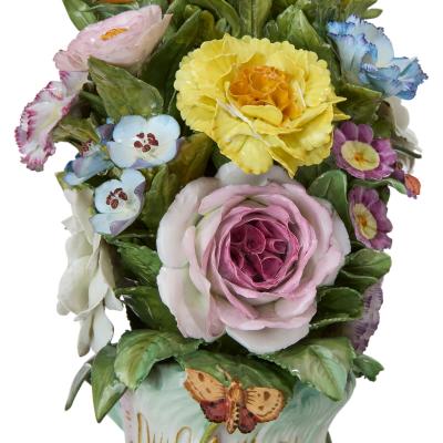  Meissen Porcelain Manufactory Large and Impressive Pair of Meissen Porcelain Flower Encrusted Vases