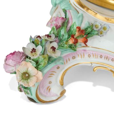  Meissen Porcelain Manufactory Large and Impressive Pair of Meissen Porcelain Flower Encrusted Vases