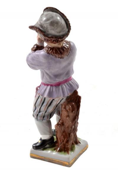 Meissen Porcelain Manufactory Meissen Porcelain Hand Painted Figurine of a Boy with a Hat 