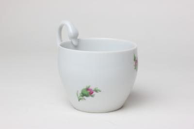  Meissen Porcelain Manufactory Meissen Swan Handle Demitasse Cup and Saucer in Rose Pattern 1950 Germany