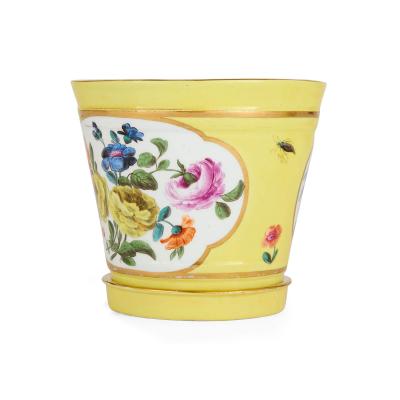  Meissen Porcelain Manufactory Pair of antique German painted porcelain cachepots by Meissen