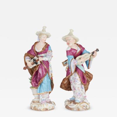  Meissen Porcelain Manufactory Pair of antique Meissen porcelain figures of Malabar musicians