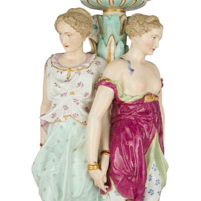  Meissen Porcelain Manufactory Pair of very large German porcelain figural centrepieces