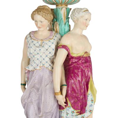  Meissen Porcelain Manufactory Pair of very large German porcelain figural centrepieces