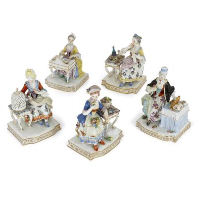  Meissen Porcelain Manufactory Set of five allegorical porcelain sculptures by Meissen
