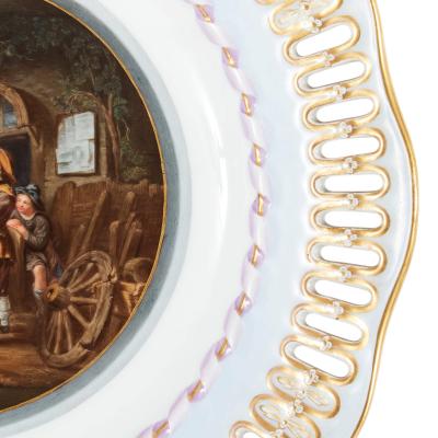  Meissen Porcelain Manufactory Three Meissen porcelain plates showing Old Master paintings