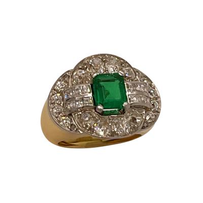  Mellerio dits Meller Mellerio Art Deco Fine Emerald and Diamond Ring