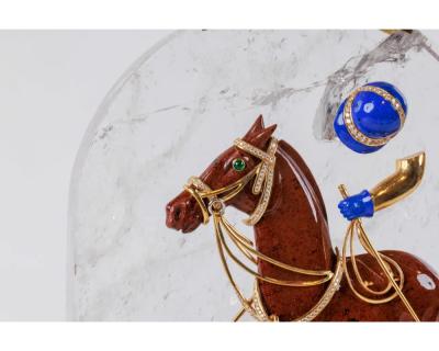  Mellerio dits Meller Mellerio Paris French Gold Diamonds Silver Lapis and Obsidian Polo Player