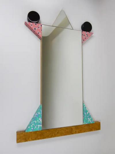  Memphis Design Memphis Group Ettore Sottsass Memphis Milano Diva Vintage Wall Mirror Italy 1984