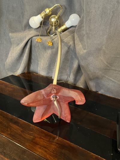  Memphis Design Memphis Group POST MODERN PINK RESIN STAR BASE LAMP WITH YELLOW RESIN PULLS